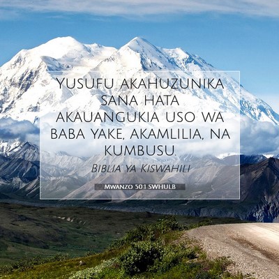 Picture 07 - Mwanzo 50:1 SWHULB - Yusufu akahuzunika sana hata akauangukia uso wa - Bible Verse Picture