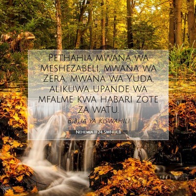 Picture 07 - Nehemia 11:24 SWHULB - Pethahia mwana wa Meshezabeli, mwana wa Zera, - Bible Verse Picture
