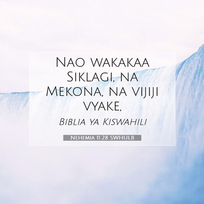 Picture 07 - Nehemia 11:28 SWHULB - Nao wakakaa Siklagi, na Mekona, na vijiji - Bible Verse Picture