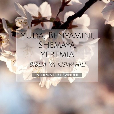 Picture 07 - Nehemia 12:34 SWHULB - Yuda, Benyamini, Shemaya, - Bible Verse Picture