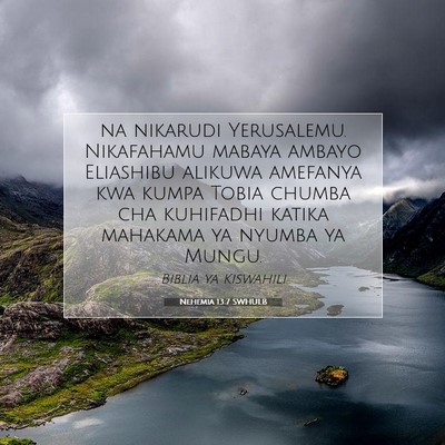Picture 07 - Nehemia 13:7 SWHULB - na nikarudi Yerusalemu. Nikafahamu mabaya ambayo - Bible Verse Picture