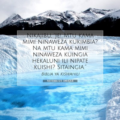 Picture 07 - Nehemia 6:11 SWHULB - Nikajibu, “Je! Mtu kama mimi ninaweza kukimbia? - Bible Verse Picture
