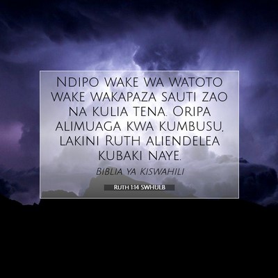 Picture 07 - Ruth 1:14 SWHULB - Ndipo wake wa watoto wake wakapaza sauti zao na - Bible Verse Picture