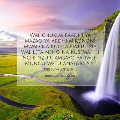 Picture 07 - Torati 1:25 SWHULB - Walichukua baadhi ya mazao ya ardhi mikononi mwao - Bible Verse Picture