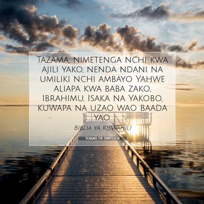 Picture 07 - Torati 1:8 SWHULB - Tazama, nimetenga nchi kwa ajili yako, nenda - Bible Verse Picture