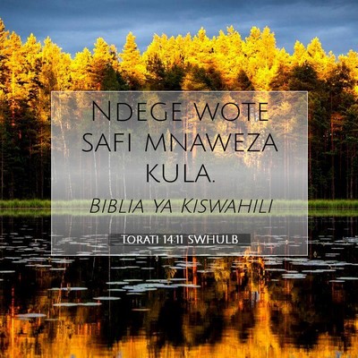Picture 07 - Torati 14:11 SWHULB - Ndege wote safi mnaweza - Bible Verse Picture