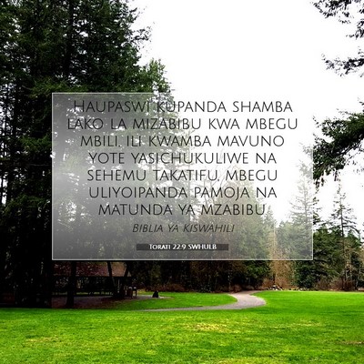 Picture 07 - Torati 22:9 SWHULB - Haupaswi kupanda shamba lako la mizabibu kwa - Bible Verse Picture