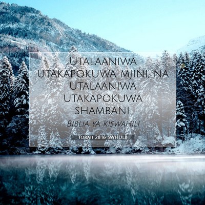 Picture 07 - Torati 28:16 SWHULB - Utalaaniwa utakapokuwa mjini, na utalaaniwa - Bible Verse Picture