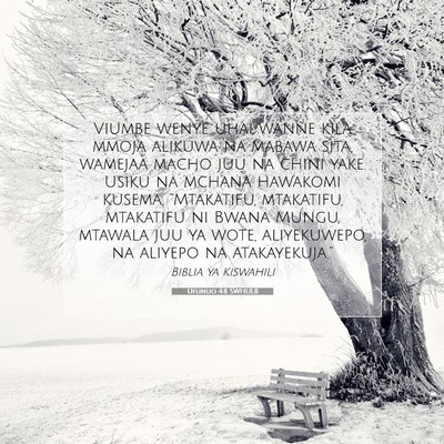 Picture 07 - Ufunuo 4:8 SWHULB - Viumbe wenye uhai wanne kila mmoja alikuwa na - Bible Verse Picture