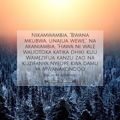 Picture 07 - Ufunuo 7:14 SWHULB - Nikamwambia, “Bwana mkubwa, unajua wewe,” na - Bible Verse Picture