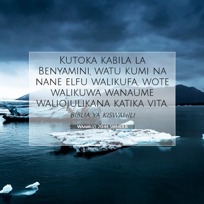 Picture 07 - Waamuzi 20:44 SWHULB - Kutoka kabila la Benyamini, watu kumi na nane - Bible Verse Picture