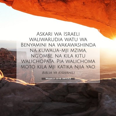 Picture 07 - Waamuzi 20:48 SWHULB - Askari wa Israeli waliwarudia watu wa Benyamini - Bible Verse Picture