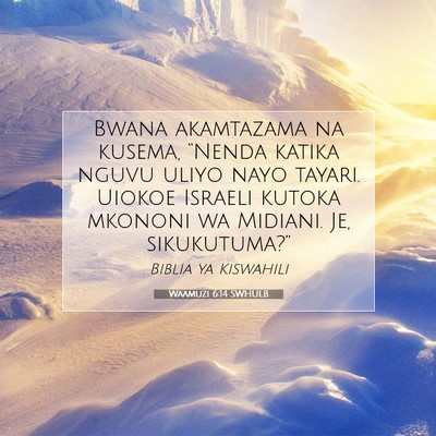 Picture 07 - Waamuzi 6:14 SWHULB - Bwana akamtazama na kusema, “Nenda katika nguvu - Bible Verse Picture