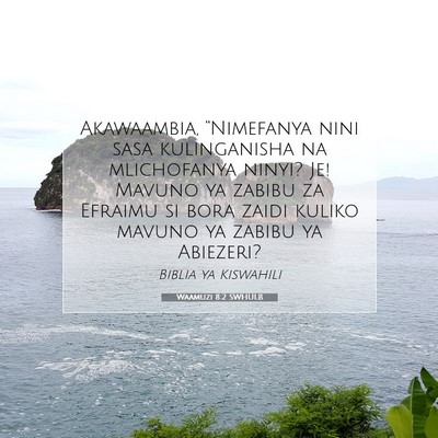 Picture 07 - Waamuzi 8:2 SWHULB - Akawaambia, “Nimefanya nini sasa kulinganisha - Bible Verse Picture