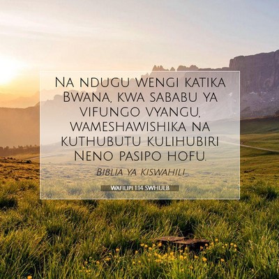 Picture 07 - Wafilipi 1:14 SWHULB - Na ndugu wengi katika Bwana, kwa sababu ya - Bible Verse Picture