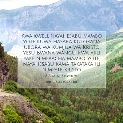 Picture 07 - Wafilipi 3:8 SWHULB - Kwa kweli, nayahesabu mambo yote kuwa hasara - Bible Verse Picture