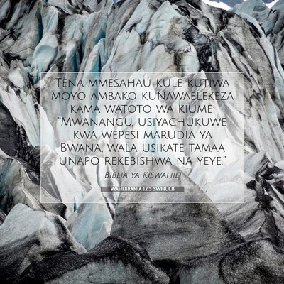Picture 07 - Wahebrania 12:5 SWHULB - Tena mmesahau kule kutiwa moyo ambako - Bible Verse Picture