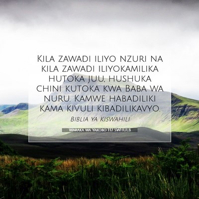 Picture 07 - Waraka wa Yakobo 1:17 SWHULB - Kila zawadi iliyo nzuri na kila zawadi - Bible Verse Picture