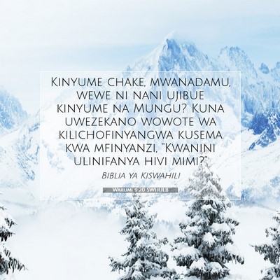 Picture 07 - Warumi 9:20 SWHULB - Kinyume chake, mwanadamu, wewe ni nani ujibue - Bible Verse Picture