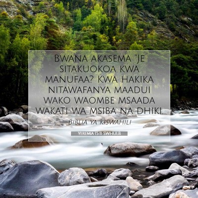 Picture 07 - Yeremia 15:11 SWHULB - Bwana akasema “Je sitakuokoa kwa manufaa? Kwa - Bible Verse Picture