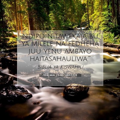 Picture 07 - Yeremia 23:40 SWHULB - Ndipo nitaweka aibu ya milele na fedheha juu yenu - Bible Verse Picture