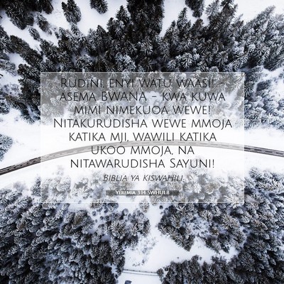 Picture 07 - Yeremia 3:14 SWHULB - Rudini, enyi watu waasi! - asema BWANA - kwa kuwa - Bible Verse Picture