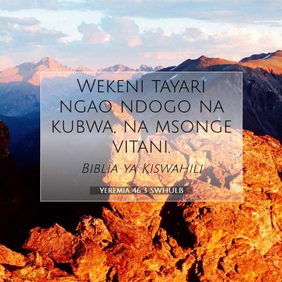 Picture 07 - Yeremia 46:3 SWHULB - Wekeni tayari ngao ndogo na kubwa, na msonge - Bible Verse Picture