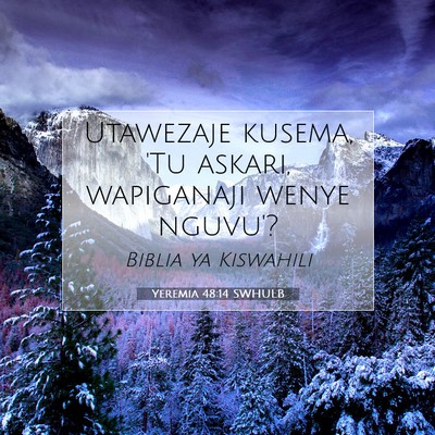 Picture 07 - Yeremia 48:14 SWHULB - Utawezaje kusema, 'Tu askari, wapiganaji wenye - Bible Verse Picture