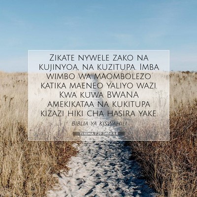 Picture 07 - Yeremia 7:29 SWHULB - Zikate nywele zako na kujinyoa, na kuzitupa. Imba - Bible Verse Picture