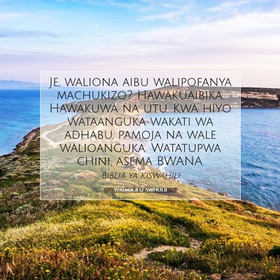 Picture 07 - Yeremia 8:12 SWHULB - Je, waliona aibu walipofanya machukizo? - Bible Verse Picture