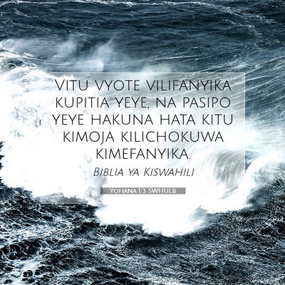 Picture 07 - Yohana 1:3 SWHULB - Vitu vyote vilifanyika kupitia yeye, na pasipo - Bible Verse Picture