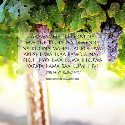 Picture 07 - Yohana 1:39 SWHULB - Akawambia, “Njooni na mwone.”Kisha walikwenda - Bible Verse Picture