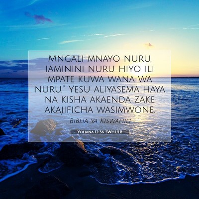 Picture 07 - Yohana 12:36 SWHULB - Mngali mnayo nuru, iaminini nuru hiyo ili mpate - Bible Verse Picture