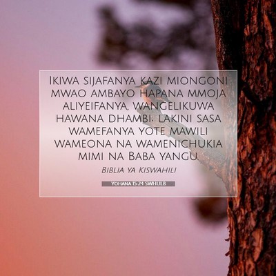 Picture 07 - Yohana 15:24 SWHULB - Ikiwa sijafanya kazi miongoni mwao ambayo hapana - Bible Verse Picture