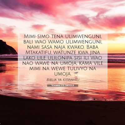 Picture 07 - Yohana 17:11 SWHULB - Mimi simo tena ulimwenguni, bali wao wamo - Bible Verse Picture