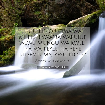 Picture 07 - Yohana 17:3 SWHULB - Huu ndio uzima wa milele: kwamba wakujue wewe, - Bible Verse Picture