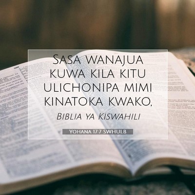 Picture 07 - Yohana 17:7 SWHULB - Sasa wanajua kuwa kila kitu ulichonipa mimi - Bible Verse Picture