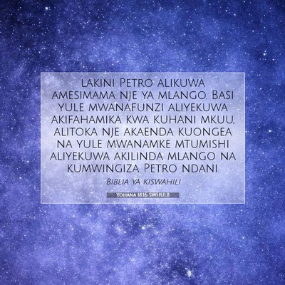 Picture 07 - Yohana 18:16 SWHULB - lakini Petro alikuwa amesimama nje ya mlango. - Bible Verse Picture