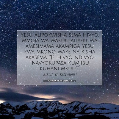 Picture 07 - Yohana 18:22 SWHULB - Yesu alipokwisha sema hivyo, mmoja wa wakuu - Bible Verse Picture