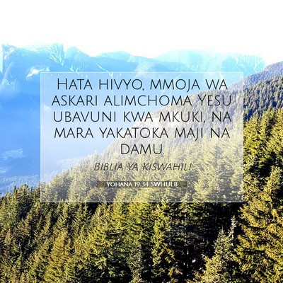 Picture 07 - Yohana 19:34 SWHULB - Hata hivyo, mmoja wa askari alimchoma Yesu - Bible Verse Picture