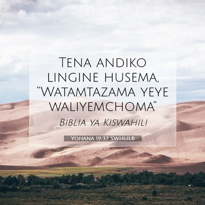 Picture 07 - Yohana 19:37 SWHULB - Tena andiko lingine husema, “Watamtazama yeye - Bible Verse Picture