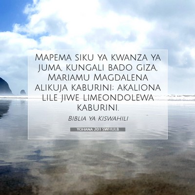 Picture 07 - Yohana 20:1 SWHULB - Mapema siku ya kwanza ya juma, kungali bado giza, - Bible Verse Picture