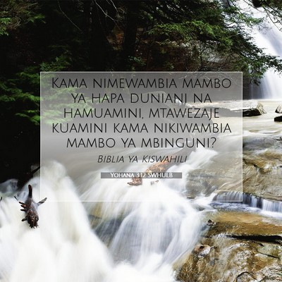 Picture 07 - Yohana 3:12 SWHULB - Kama nimewambia mambo ya hapa duniani na - Bible Verse Picture