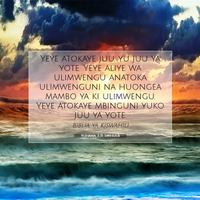Picture 07 - Yohana 3:31 SWHULB - Yeye atokaye juu, yu juu ya yote. Yeye aliye wa - Bible Verse Picture