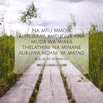 Picture 07 - Yohana 5:5 SWHULB - Na mtu mmoja aliyekuwa ameugua kwa muda wa miaka - Bible Verse Picture