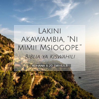 Picture 07 - Yohana 6:20 SWHULB - Lakini akawambia, “Ni mimi! - Bible Verse Picture