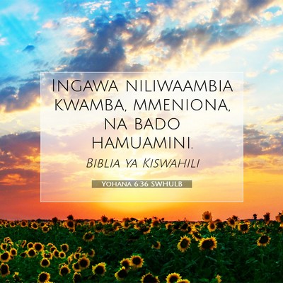 Picture 07 - Yohana 6:36 SWHULB - Ingawa niliwaambia kwamba, mmeniona, na bado - Bible Verse Picture