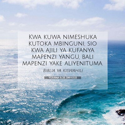 Picture 07 - Yohana 6:38 SWHULB - Kwa kuwa nimeshuka kutoka mbinguni, sio kwa ajili - Bible Verse Picture
