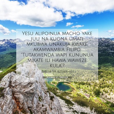 Picture 07 - Yohana 6:5 SWHULB - Yesu alipoinua macho yake juu na kuona umati - Bible Verse Picture
