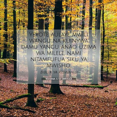 Picture 07 - Yohana 6:54 SWHULB - Yeyote aulaye mwili wangu na kuinywa damu yangu - Bible Verse Picture